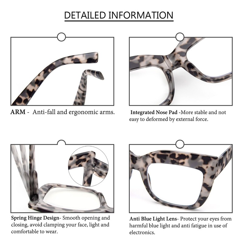 REAVEE 3 Pack Oversized Reading Glasses for Women, Thick Large