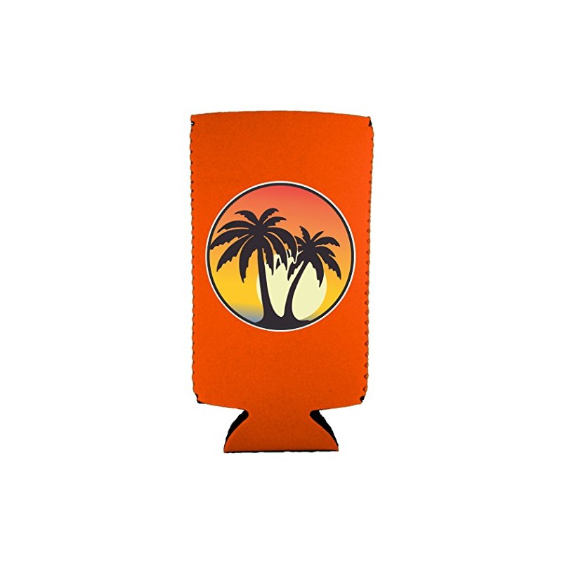 Palm Tree Sunset Slim Can Coolie (Orange)