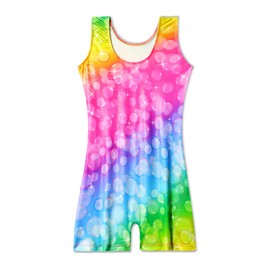 Nymphperi Girls Leotards for Gymnastics Size 5-6 Years Old Shiny One Piece Biketards Rainbow Bubble Dance Unitards