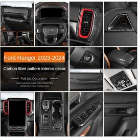 ushilife Interior Door Panel Trim Cover, ABS Car Door Armrest Strip Panel Protective Cover, Compatible with Ford Ranger 2023 2024 2025, Interior Trim Cover (Carbon Fiber)