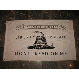 3x5 Culpeper Gadsden Dont Tread on Me White Culppeper Embroidered Sewn 100% Cotton Flag 3'x5' Banner
