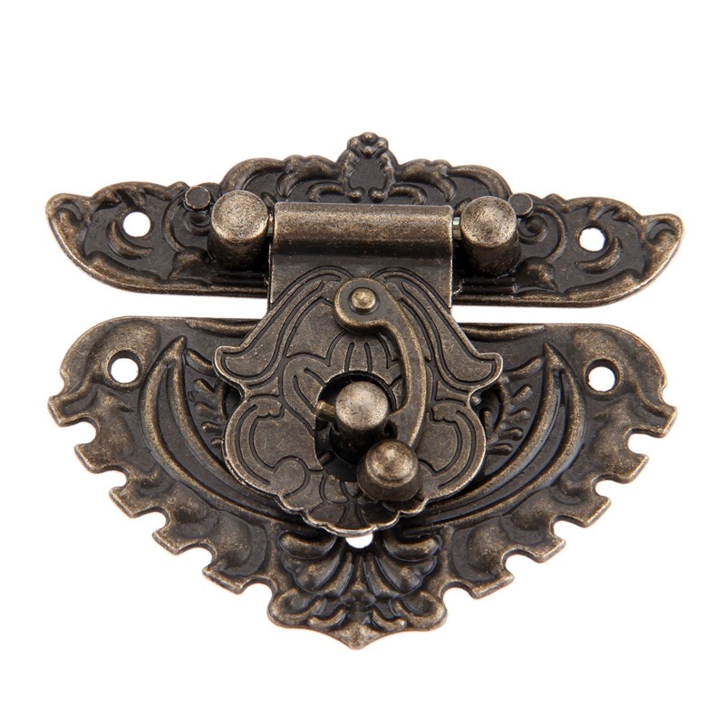 Mgoodoo Antique Embossing Hasp Latch Lock, 2 Pieces Hinge +