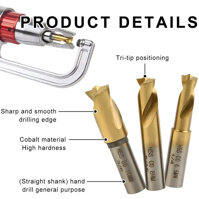 SHMZK 3 PCS Spot Weld Drill Bits, 6.5MM 8MM 10MM
