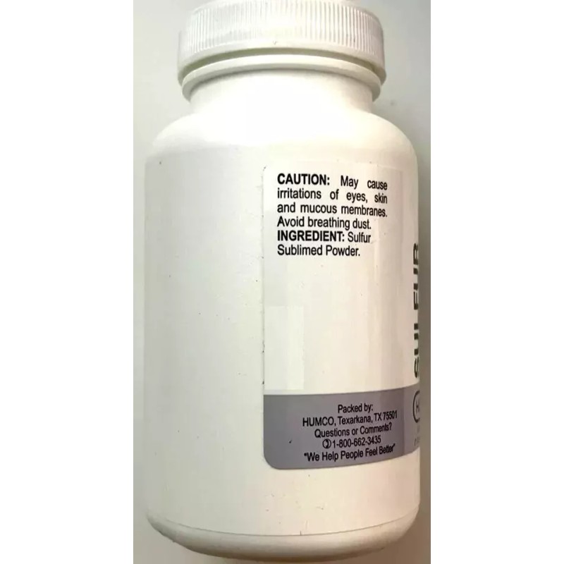Humco Sulfur USP Sublimed Powder Compounding Agent Skin Disorder Relief