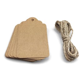 Netuno 12 x Kraft Paper Gift Tags Rectangle Price Labels with String Price Tags Kraft Paper Labels Kraft Tags for Labelling Tags Kraft Paper Vintage for Wedding Christmas