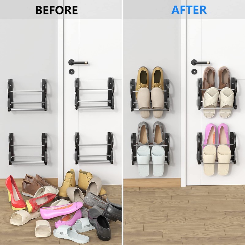 DEYILIAN Wall Mounted Shoes Rack 4 Pack, Hanging Shoe Organizer,