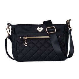 LuckyLy Bolsa Crossbody de Mujer Versátil, Ligera, Repelente al Agua y con Múltiples Compartimentos, Bolsa Bandolera de Mano y al Hombro tipo Mensajero de Viaje – Modelo Jenny, Color Negro