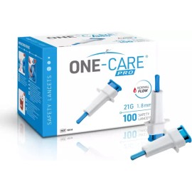 OneCare 원케어 프로 안전 랜싯 상단 푸시 버튼 활성화 21G x 1.8mm 100/bx 멸균 순하고 편리한 링 [30G x 1.2mm] OneCare Pro Safety Lancet Top Push Button Activated 21G x 1.8mm 100/bx Sterile Gentle and Convenient Ring [30G x 1.2mm]