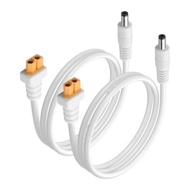 GINTOOYUN 2 PCS White XT60 to DC5521 Power Cord XT-60 Female to DC 5.5mm x 2.1mm Male 2x1.5mm ² Power Cable for FPV Goggles,B6 Balanced Charger,etc(11.81 Inch) (1m)