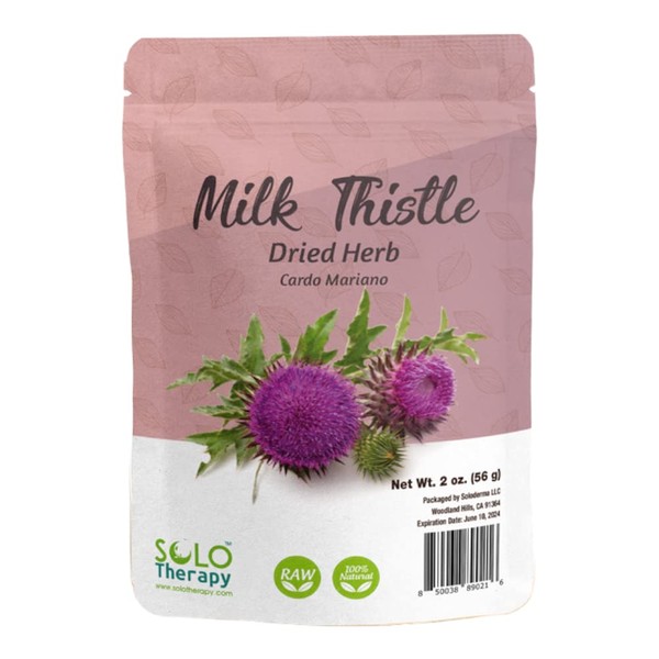 Solo Therapy Milk Thistle Herb 2 oz. , Cardo Mariano Tea , Resealable Bag, Milk Thistle Tea, Product from Mexico