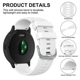 Meliya 20mm Soft Silicone Replacement Strap for Garmin Forerunner 245/645 Music SmartWatch, Unisex, One Size, Pink, White+Pink+Violet, Standard Watch Band