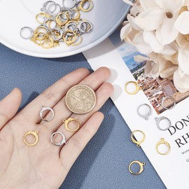 UNICRAFTALE 40pcs 2 Color Stainless Steel Leverback Earring Findings,Round Earring Accessories Mixed, Hypoallergenic Ring Earring Set for Women Men