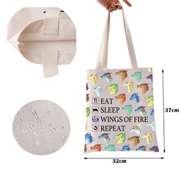 ZJXHPO Dragon Lover Tote Bag Eat Sleep Wings Of Fire Repeat Reusable Grocery Shopping Bag Bookish Bookworm Shoulder Bag (Wings Fire Tote)