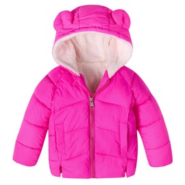BFUSTYLE 2T Winter Down Coats for Kids Baby Boys Girls Light Puffer Padded Jacket Bear Hoods Infant Outerwear Rose Red 3T