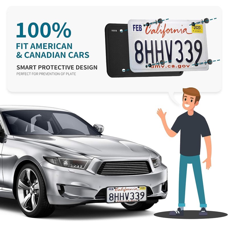 Aujen Silicone License Plate Frames Black, 1 Pack Car License