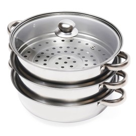 Gdrasuya 3 Tier Stainless Steel Steamer Pot - Vegetable, Dumpling, Stock, Sauce Cooker