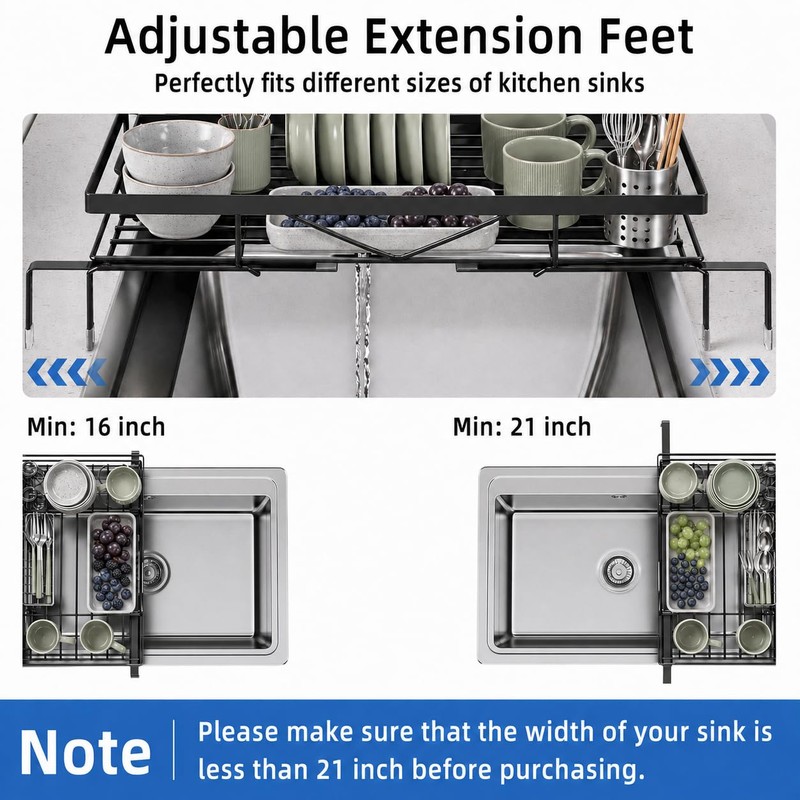 Kitchen Dish Drying Rack – Multifunctional & Expandable Dish Drainer;
