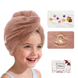 Toalla de microfibra para el cabello para mujer, paquete de 2 toallas de turbante de cabello súper absorbentes de secado rápido para cabello largo y grueso y rizado, 2 botones ajustables, cuidado