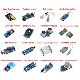 16 in 1 Sensor Modules Kit, Electronic Sensor Starter Beginners Kit Compatible with Arduino Raspberry Pi 2