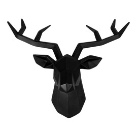 MagiDeal Resin Deer Head Sculpture Animal Statue Figurines Wall Mount Background Wall Crafts Creative Art Antlers Statuette for Gift Decoration, Black