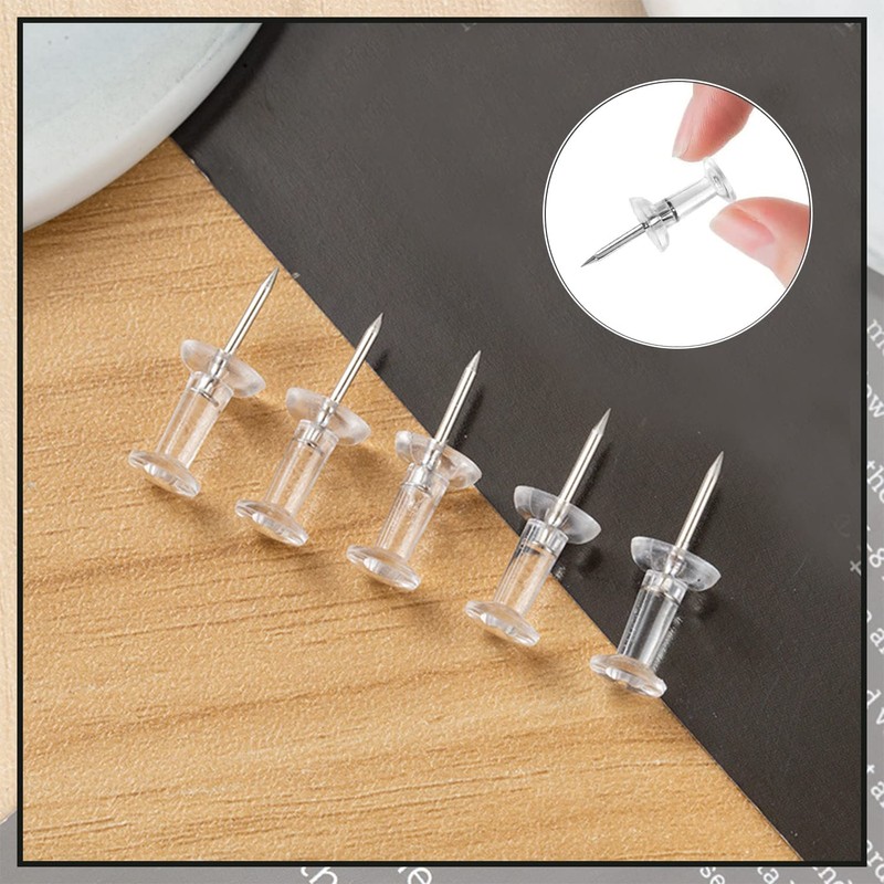 WedDecor Pack of 100 Clear Push Pins for Cork Board