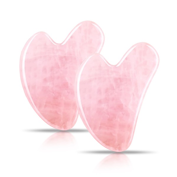 Contrybox Gua Sha Facial Tools 2 Pack, Rose Quartz Guasha