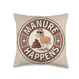 Funny Horses Equestrian Humor Manure Sarcastic Horse Throw Pillow