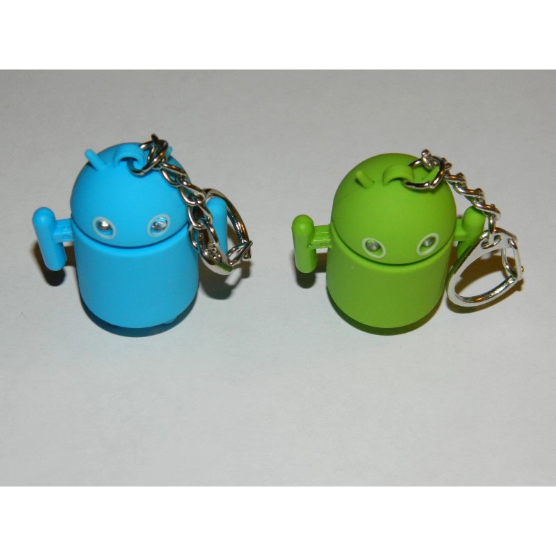 Pair Android Robot Style Keychain Blue LED Eyes Cool Sound
