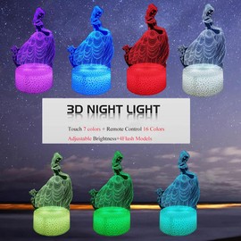 Hasdlga 3D Illusion Night Light, LED Lamp for Kids,16 Colors Changing Touch & Remote Control Xmas Bedroom Decor Desk Table Lamps for Girls Boys