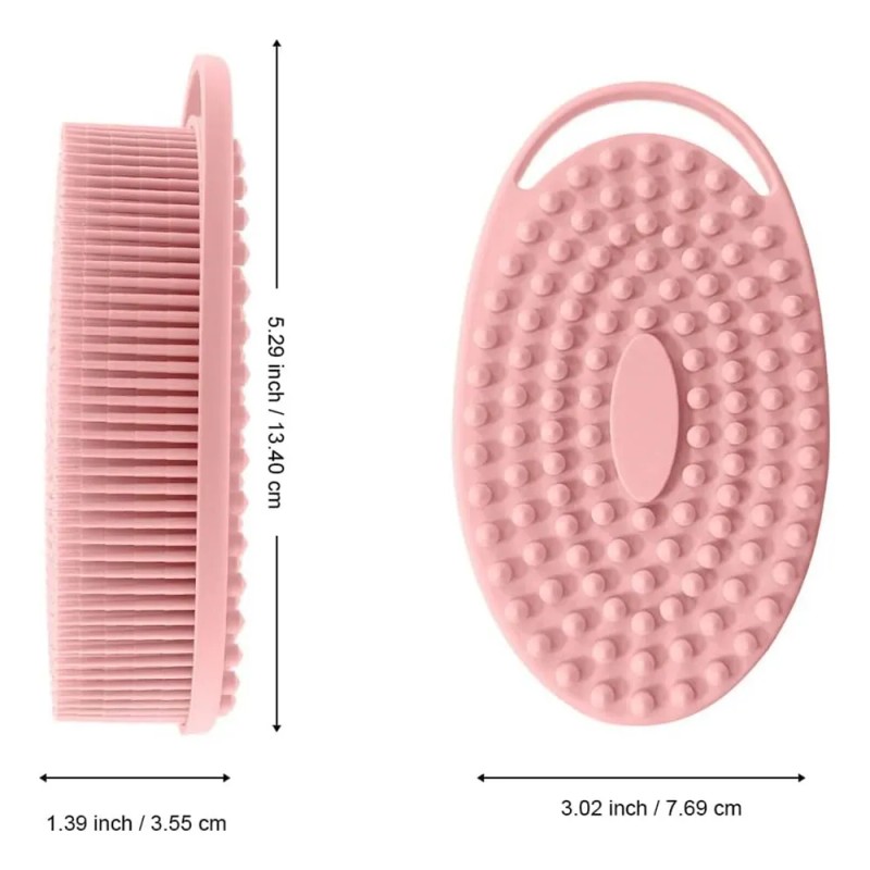 Cepillo Exfoliante De Silicona Para Ducha Con Cuerda Color Rosa