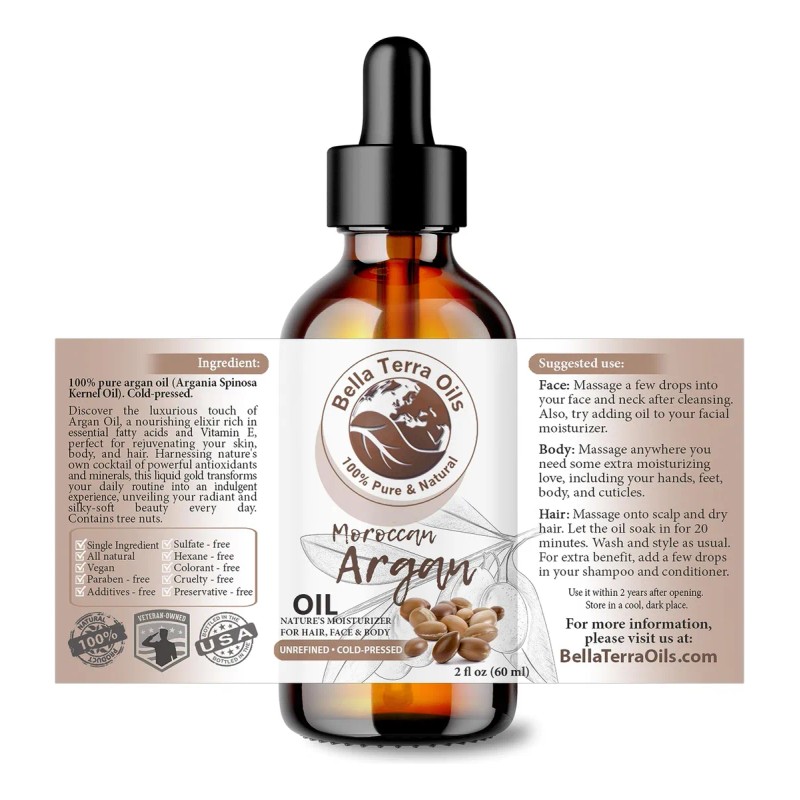 Aceite Argán 2oz - Pelo Encrespado, Vitamina E Y Omega,