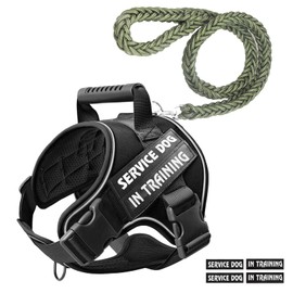 COFFLY Heavy Duty Tactical Dog Harness for Dogs Adjustable Soft Padded Dog Vest with Hand Woven Pope for Working Dog Harnesses Large (Black, S)