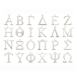 Spritewelry 24Pcs Greek Alphabet Charms Letter A-Z 304 Stainless Steel Pendants Metal Alphabet Charms Assorted Bulk Lots Letter Charms for Bracelets Necklaces Earrings Jewelry Making