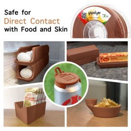 YXPOLYER PLA+ Filament Food Safe PLA Plus Food-Grade 1.75mm 3D Printing Filament 1kg 2.2lbs with PC Reusable Spool fit AMS System and Most FDM 3D Printers, Brown