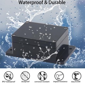 Raculety Project Box ABS Black Electrical Boxes IP65 Outdoor Waterproof Box Electronic Junction Box Fixed Ear Power Enclosure with Cable Glands for DIY Project 4.53 x 3.54 x 2.17 inch (115x90x55mm)
