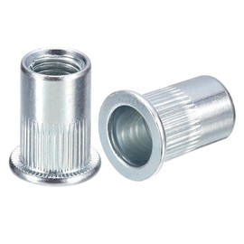 sourcing map M10 Rivet Nuts, 20pcs Zinc Plated Carbon Steel Knurled Flat Head Threaded Insert Nuts for Metal, Plastic