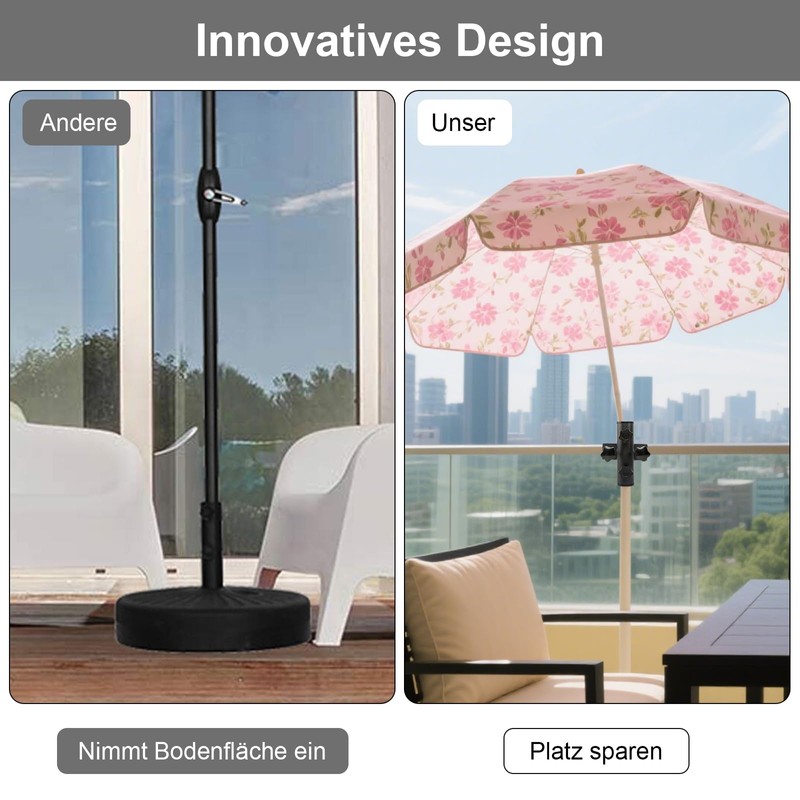 GFUEIGJ Parasol Holder Balcony Railing Clampable Umbrella Holder Balcony Railing