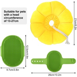 Shengxi Cat Collar with Pet Bath Massage Brush, Adjustable Protective Collar, Recovery Collar, Prevents Licking Wounds, Cat Collar for Cats, Small Dogs, After Surgery