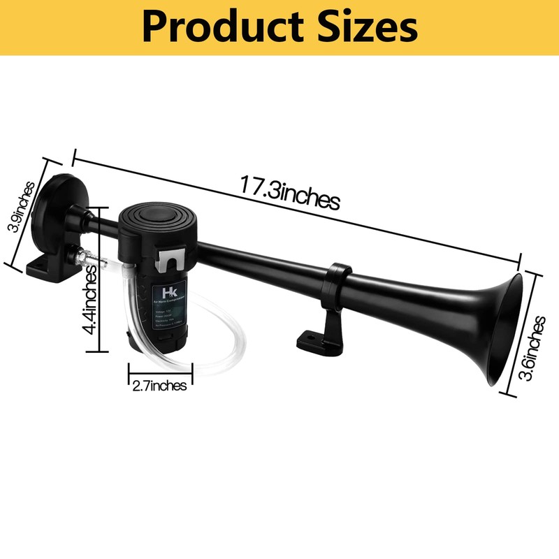 HK 12V 150db Air Train Horn Kit with Compressor Single