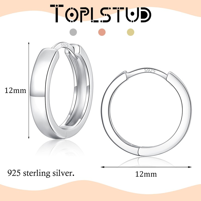 Silver Hoops Earrings for Women 925 Sterling Silver Hypoallergenic Small