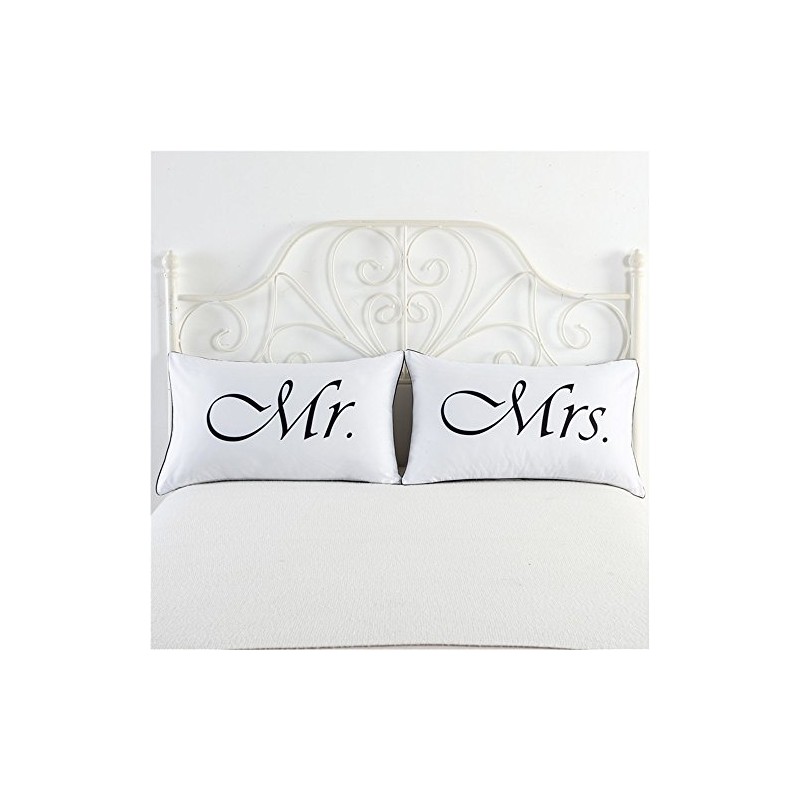 Tenghe Mr and Mrs Print Pillow Cases 2 Pcs Cushion