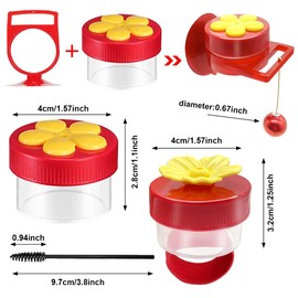 Hand Hummingbird Feeder, 3 Pack Mini Flower Handheld Hummingbird Feeding Tools with Cleaning Brush, Window Humming Wild Bird Feeders for Backyard Nature Outdoor Supplies,2 Styles, Red and Yellow