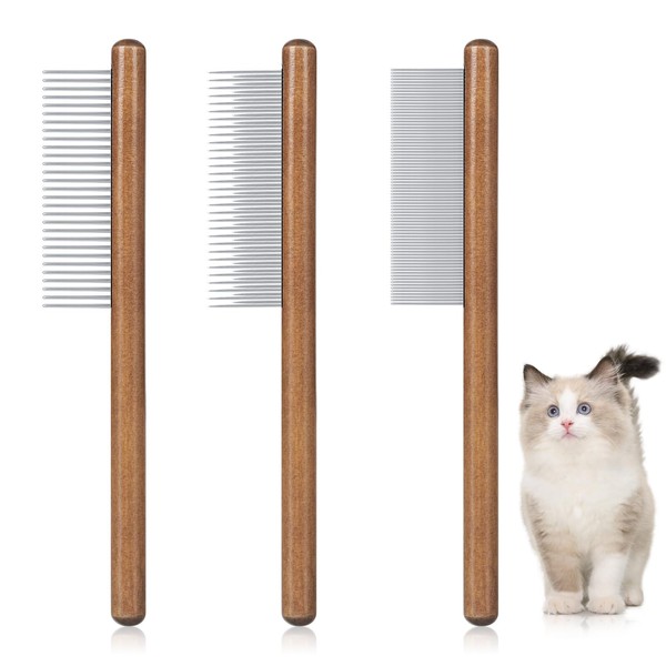 MAEXUS Cat Comb, Solid Wood Pet Comb for Cats, Flea Comb Rabbit Hair Comb, Remove Jumping