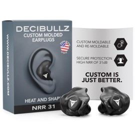 Decibullz - Custom Molded Earplugs, 31dB Highest NRR, Comfortable Hearing Protection for Shooting, Travel, Swimming, Work and Concerts (Black) | Decibullz