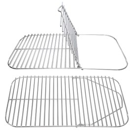 SafBbcue Stainless Steel Hinged Cooking Grid for PK Grill Smoker 300 Series Cooking Grate for PK Grills (1997-2020) BBQ Griddle with Lift Tab 304 Stainless Steel, Compatible with PK99011