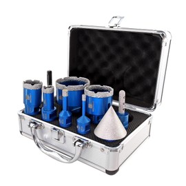 Diamond Core Drill Bit Set for Porcelain Tile Ceramic Marble Granite Drilling,BRSCHNITT 9pcs Vacuum Brazed Diamond Hole Saw with 5/8-11 Thread （1/4" 3/8" 4/5" 1-3/8" 2" 2-1/2"）