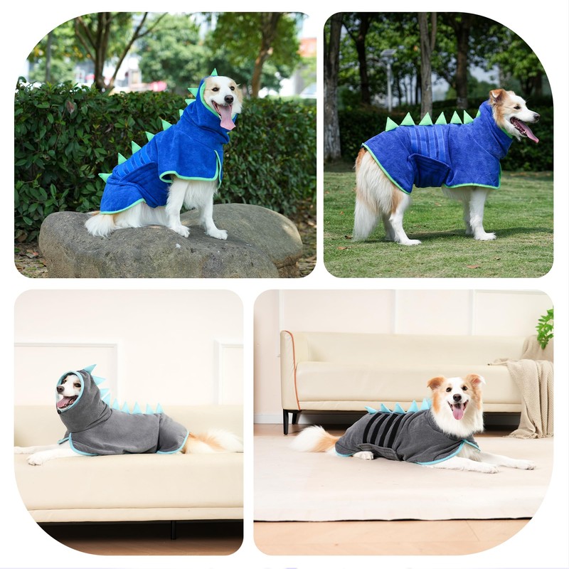 HezzLuv Microfibre Dog Bathrobe, Quick Drying, Adjustable Dog Towel, Extra