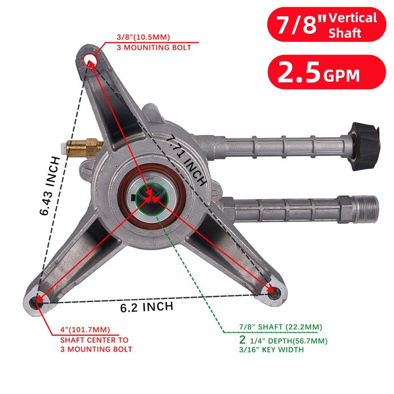 youjupazi 7/8" Shaft Vertical Pressure Washer Pump 2600-3000 PSI @2.5
