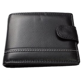 Equilibrium Stitch Line Mens Black Leather Wallet 339160