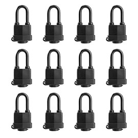 Waterproof Padlocks Keyed Alike for Outdoor use, Heavy Duty Laminated Steel Lock Body with Plastic Covered, 1-9/16 Inch. Wide, Long Padlock, Pack of 12